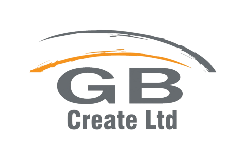 The logo, in grey and orange, for GB Create Ltd.